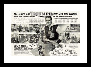 Framed Vintage Print - Sal Scirpo wins the 1955 Jack Pine Enduro
